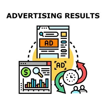 Digital advertising results process analyzing performance Stock Illustration