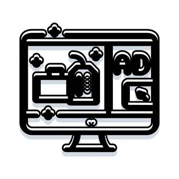 Digital advertising screen displaying online marketing content Stock Illustration