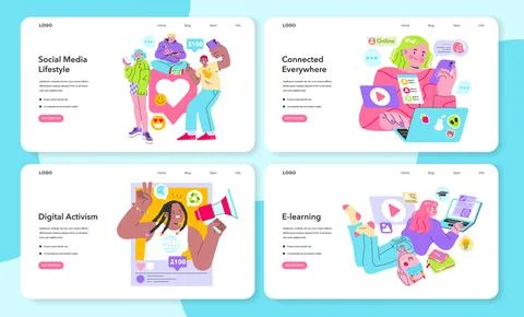 Digital Age Dynamics Set. Vector illustration. Stockillustratie