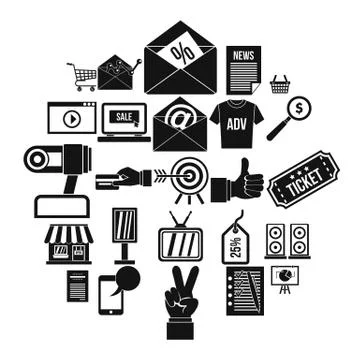 Digital age icons set, simple style Stock-Illustration