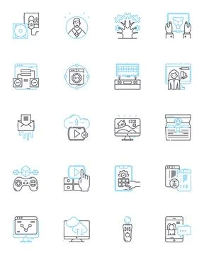 Digital age linear icons set. Disruption, Innovation, Connectivity, Progress Ilustración de archivo