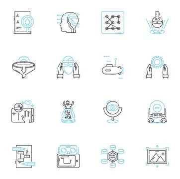 Digital Age linear icons set. Technology, Internet, Automation, Innovation Stock Illustration