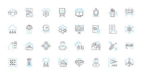 Digital Age linear icons set. Technology, Internet, Automation, Innovation Stock Illustration