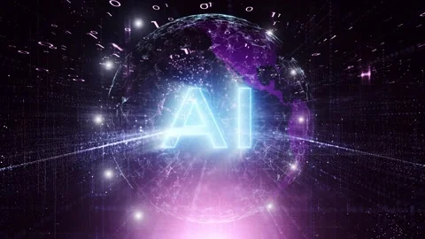 Digital AI artificial intellgence technology cyberspace loop animation Stock Footage 345682900