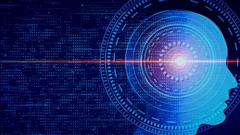 Digital AI Artificial intelligence Futuristic brain animation. human brain Stock Footage 247352091