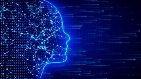 Digital AI Artificial intelligence Futuristic brain animation. human brain Stock Footage 247484103