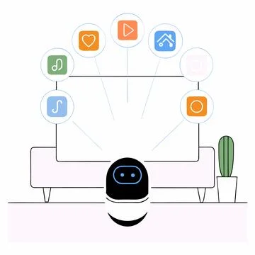Digital AI Assistant Interface with Hologram Graphics 스톡 일러스트