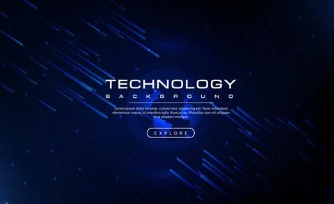 Digital Ai big data technology banner blue  background, cyber security tech ai Stock Illustration