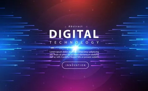 Digital Ai big data technology banner blue background, cyber security technology Stock Illustration