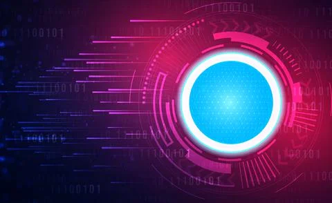 Digital Ai big data technology banner blue purple background cyber security tech Stock Illustration