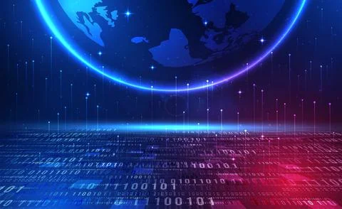 Digital Ai big data technology futuristic blue background, cyber cloud security Illustrazione stock