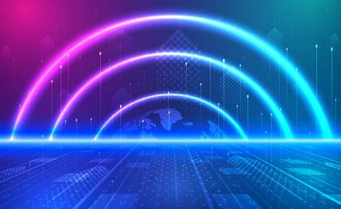 Digital Ai big data technology futuristic blue background, cyber cloud security Illustrazione stock