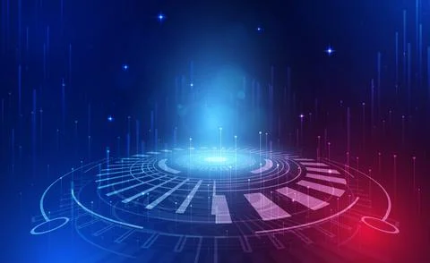 Digital Ai big data technology futuristic blue background, cyber cloud security Illustrazione stock