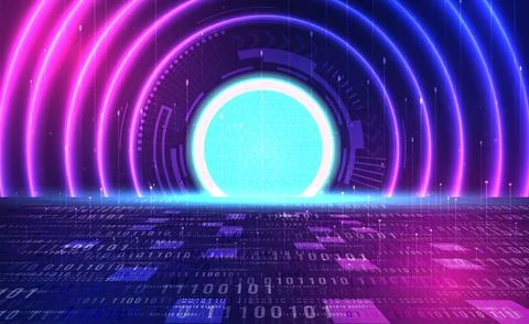 Digital Ai big data technology futuristic blue background, cyber cloud security Stock Illustration