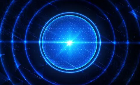 Digital Ai big data technology futuristic blue background cyber cloud security Stock Illustration