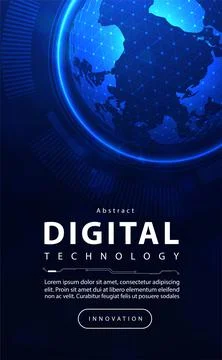 Digital Ai big data technology futuristic blue background cyber cloud security Stock Illustration