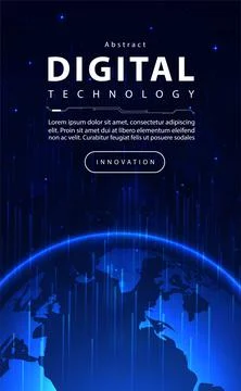 Digital Ai big data technology futuristic world blue background cyber cloud Stock Illustration