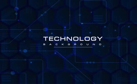 Digital Ai big data technology banner blue background cyber security technology Stock Illustration