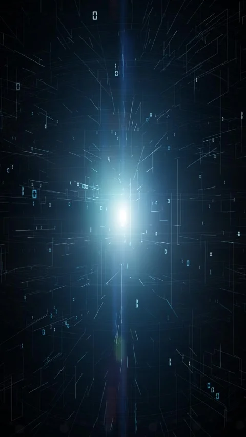 Digital ai binary numbers and lines loop motion vertical background Stock Footage 345681652