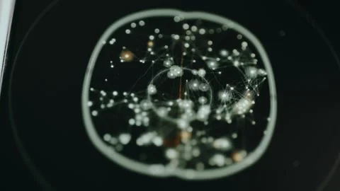 Digital AI brain with glowing neural network connections Stock Footage 332046114