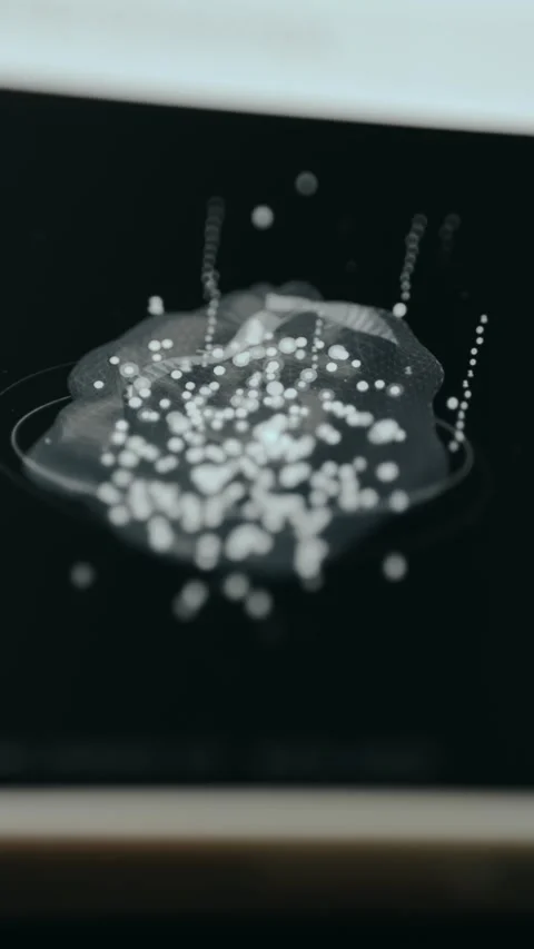 Digital AI brain with glowing neural connections receiving streams of data Stock Footage 332053336
