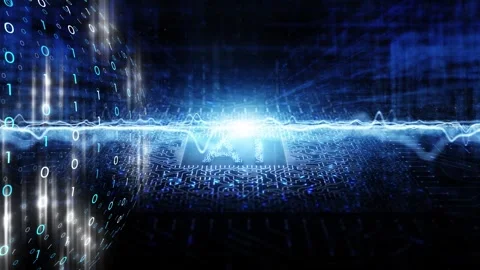 Digital AI chip with binary numbers sphere animation background Stock Footage 345062240
