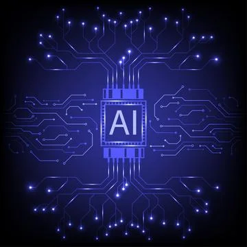 Digital AI Circuit Background Technology concept. Design for  circuits, dat.. Stock Illustration