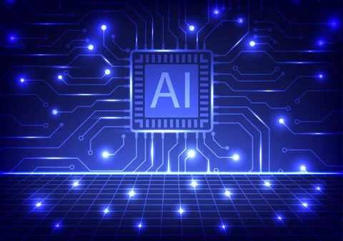 Digital AI circuit board background. Artificial intelligence technology mot.. Stock Illustration