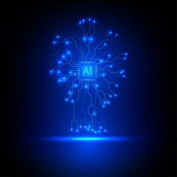 Digital AI circuit board background. Futuristic artificial intelligence ele.. Stock Illustration