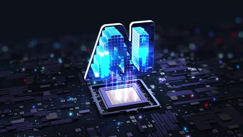 Digital AI Computing With chip Data Transfer Stock Footage 337297426