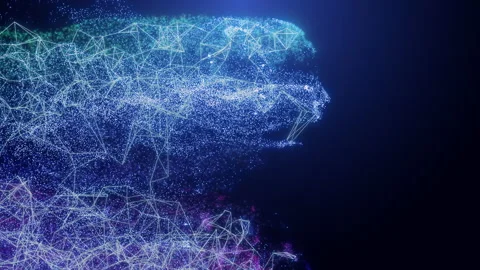 Digital AI Head Disintegrate Stock Footage 277861309