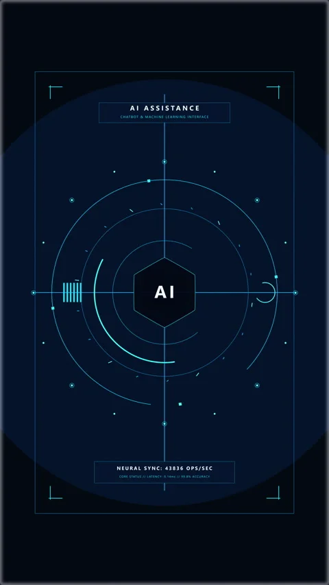 Digital ai interface loop with glowing nodes, data network grid, futuristic.. Stock Footage 348327257