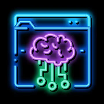 Digital ai machine learning neon glow icon illustration 스톡 일러스트