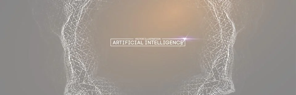 Digital AI mesh in abstract network 스톡 일러스트