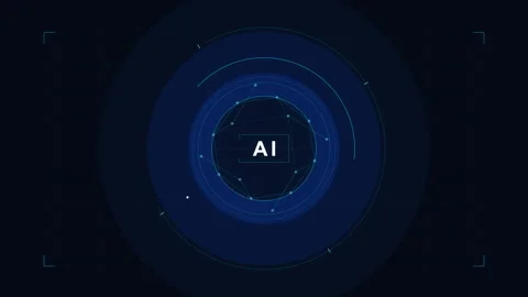 Digital ai pulse loop, revolving radar scan, machine learning interface, da.. Stock Footage 348327163