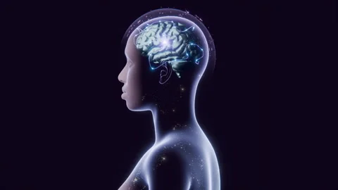 Digital AI Robot Brain Processing in Futuristic 3D Animation Stock Footage 298469040