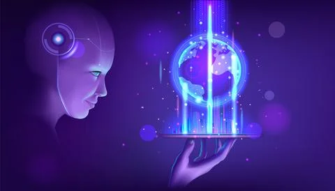 Digital AI technology. 5G world tech communication. Virtual mobile network. City Ilustración de archivo