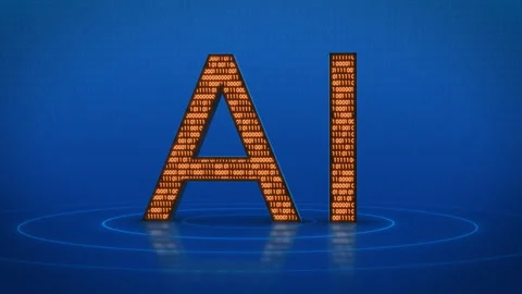 Digital AI Text with Binary Code Stock Footage 295410112