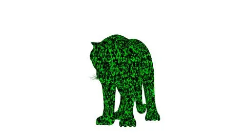 Digital AI Tiger Looking Down Stock-Fotos