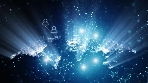 Digital ai world map with people icons connection loop animation Stock Footage 341899146