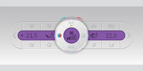 Digital air condition white dashboard design with purple lcd Stock Illustration