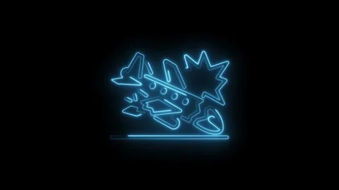 Digital airplane crash animation in glowing blue neon style for motion grap.. Stock Footage 330778813
