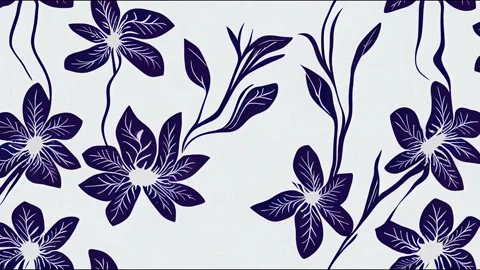 Digital Ajrakh seamless animation block print floral batik 2d illustrated Stock Footage 220114985