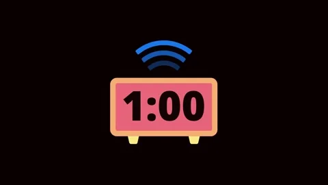 Digital Alarm Clock 1:00 Time Reminder Animation On Black Background. 1:00 .. 스톡 동영상 332152626