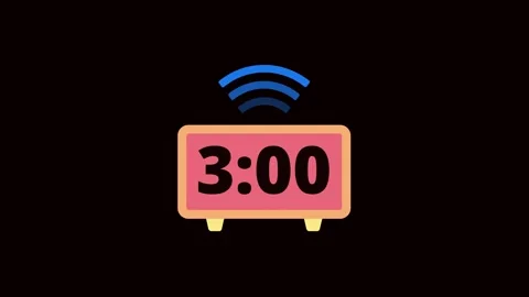 Digital Alarm Clock 1:00 Time Reminder Animation On Black Background. 1:00 .. Stockbeeldmateriaal 340408233