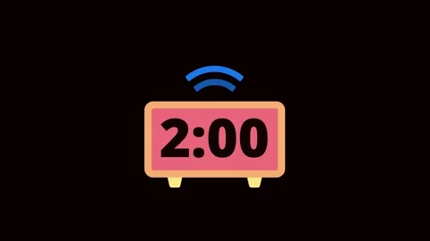 Digital Alarm Clock 1:00 Time Reminder Animation On Black Background. 1:00 .. Stock Footage 340601236