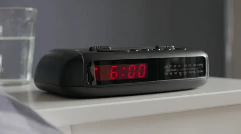 Digital Alarm Clock 6AM, tracking shot Stock Footage