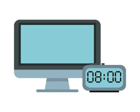 Digital alarm clock and computer display Stock Illustration
