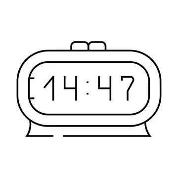 Digital alarm clock bedroom interior line icon vector illustration Stock Illustration