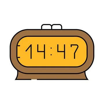 Digital alarm clock bedroom interior icon color illustration Ilustración de archivo